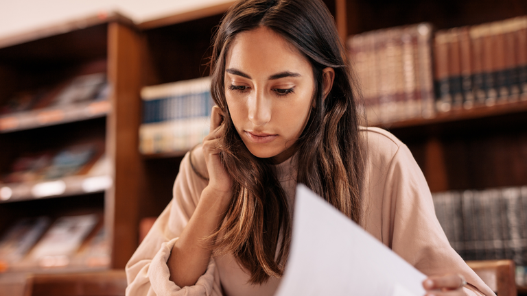 anxious student studying